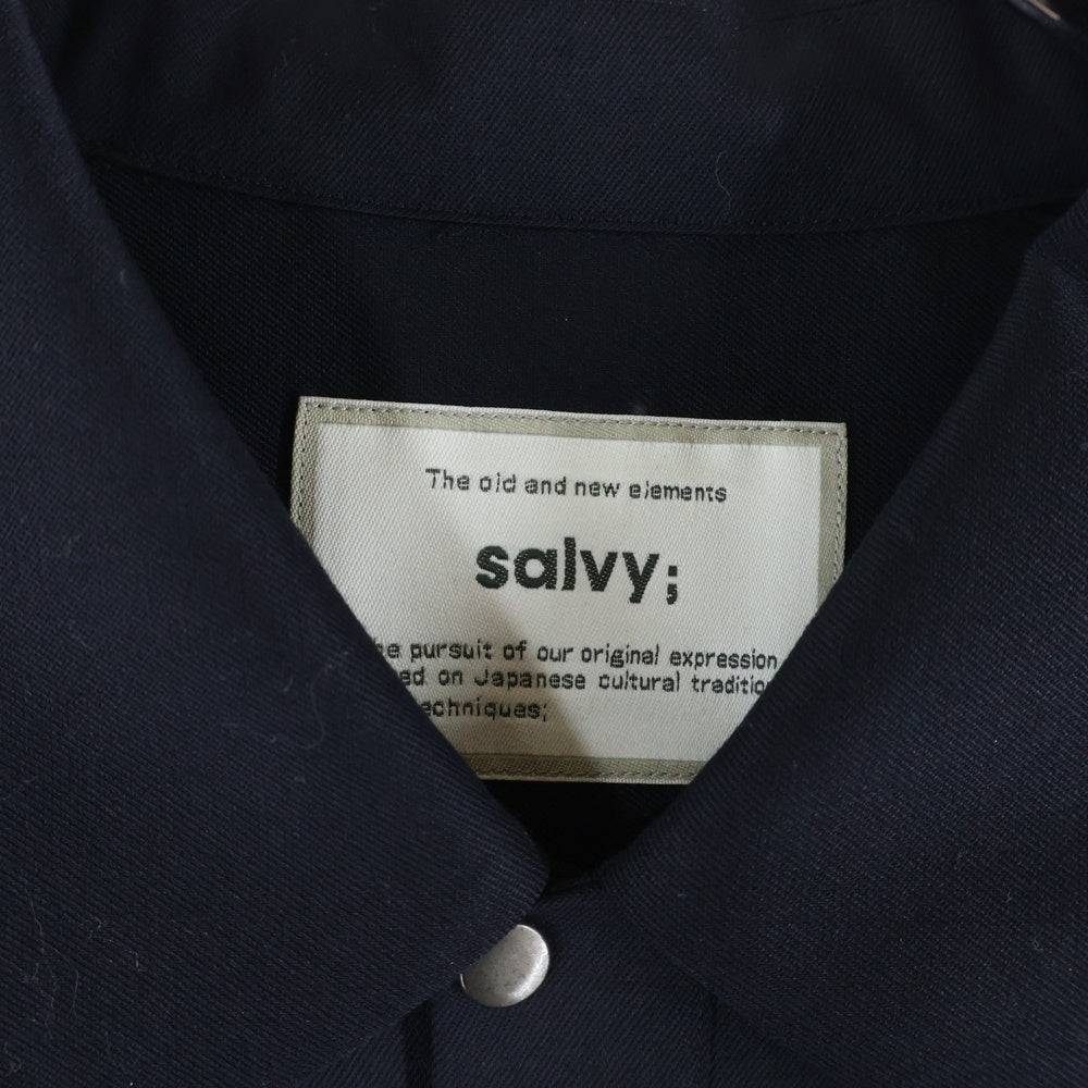 NO BRAND(ノーブランド) salvy(サヴィー) コットン ボタン長袖シャツ ネイビー SV05-3015C