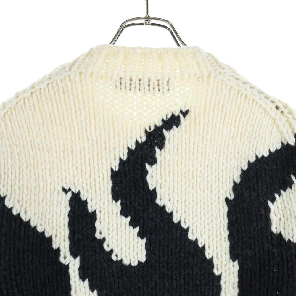 LOUIS VUITTON(ルイヴィトン) 21SS Flame Crewneck Runway フレイム インタルシア クルーネックニットセーター ホワイト/ブラック RM211 TPA HKN81W