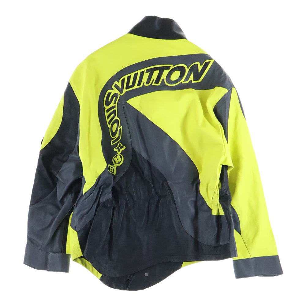 LOUIS VUITTON(ルイヴィトン) 22AW Disorted Motocycle Leather Jacket モーターサイクル レザージャケット ブラック/イエロー H0L65EZL0