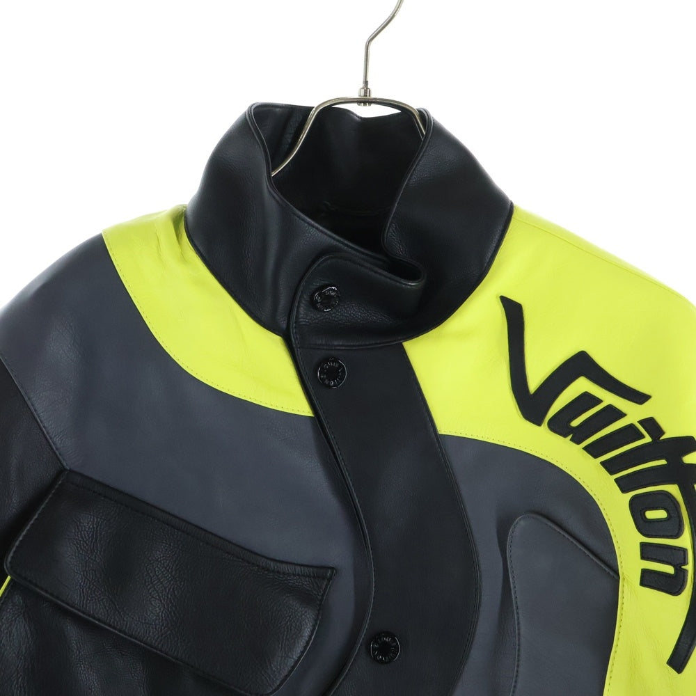 LOUIS VUITTON(ルイヴィトン) 22AW Disorted Motocycle Leather Jacket モーターサイクル レザージャケット ブラック/イエロー H0L65EZL0