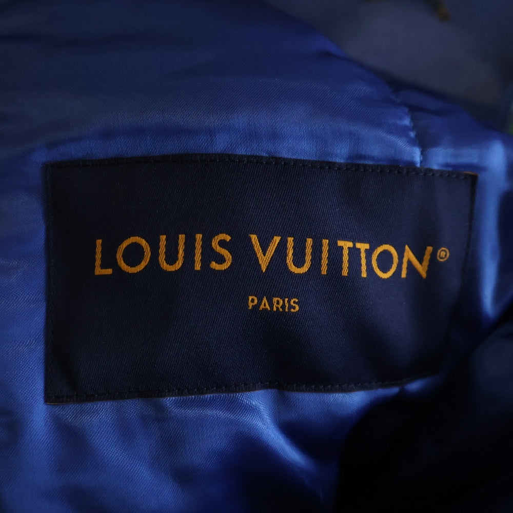 LOUIS VUITTON(ルイヴィトン) 24SS Embroidered Leather Jacket Made to Order エンブロイダリー パール レザー ジップジャケット スタジャン ブルゾン ブルー/グリーン RM241 GIP HQL67E