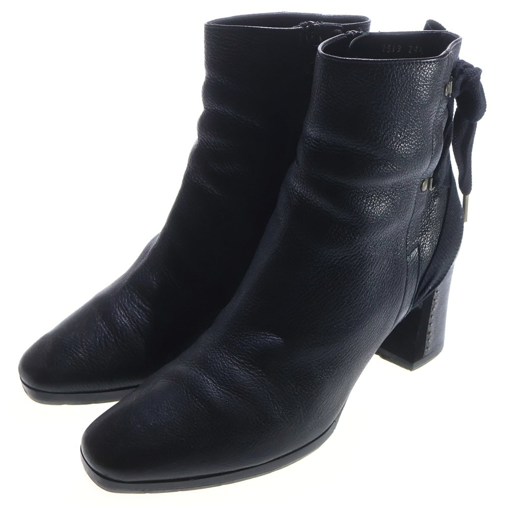 LANVIN(ランバン) バックリボン ヒールレザーショートブーツ ブラック レディース 2519