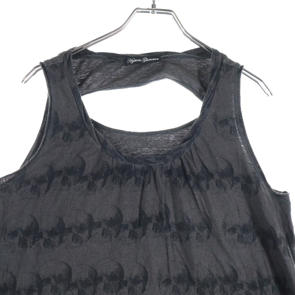 HYSTERIC GLAMOUR(ヒステリックグラマー) 総柄スカルデザイン ノースリーブワンピース グレー レディース 2C0-3470