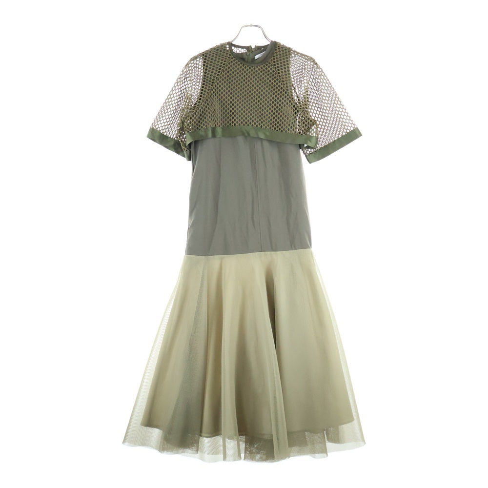 UN3D.(アンスリード) 2WAYメッシュ ドッキング ハーフスリーブ ワンピース カーキ レディース 522310304301-01