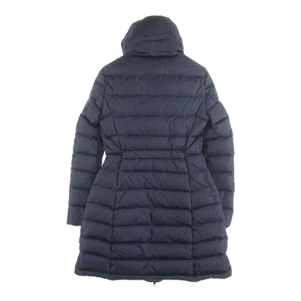 MONCLER(モンクレール) 15AW FLAMMETTE A20934993105 54155 フラメッテ ワッペンロゴ フーデッド ジップアップ ダウン ロング ジャケット コート ネイビー レディース