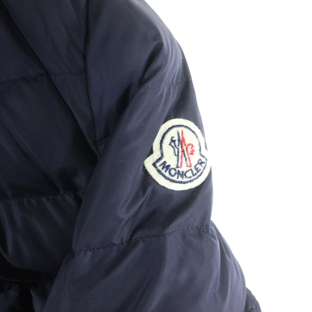 MONCLER(モンクレール) 15AW FLAMMETTE A20934993105 54155 フラメッテ ワッペンロゴ フーデッド ジップアップ ダウン ロング ジャケット コート ネイビー レディース
