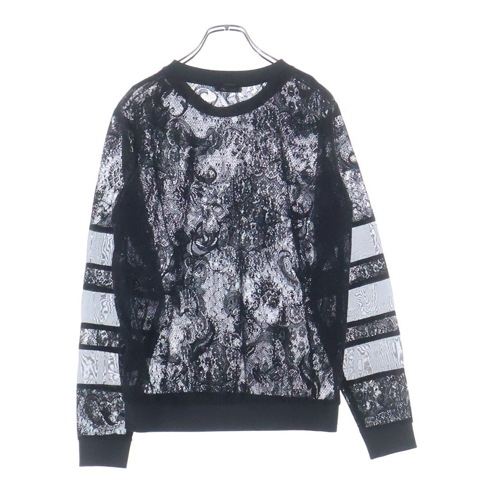 REPLAY(リプレイ) MESH Sweatshirt W3280.000.83496 メッシュデザイン バックワンポイントロゴプレートスウェットトレーナー ブラック レディース
