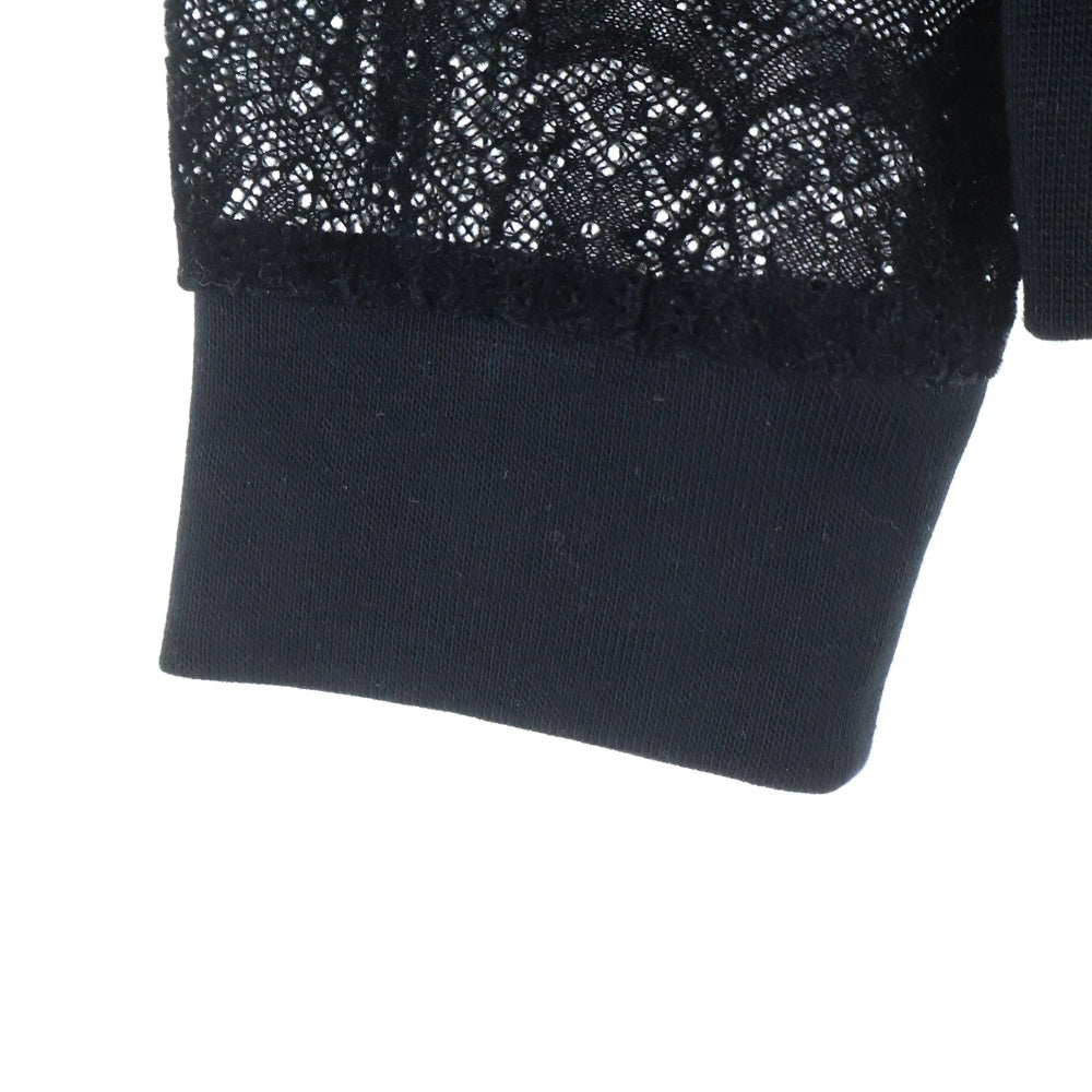 REPLAY(リプレイ) MESH Sweatshirt W3280.000.83496 メッシュデザイン バックワンポイントロゴプレートスウェットトレーナー ブラック レディース