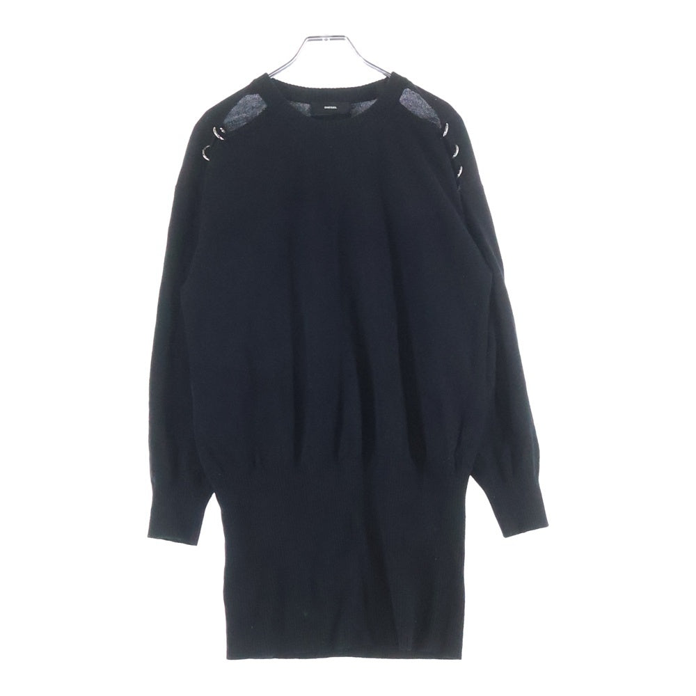 DIESEL(ディーゼル) スリットデザイン クルーネックニットセーター ワンピース レディース ブラック IT000906