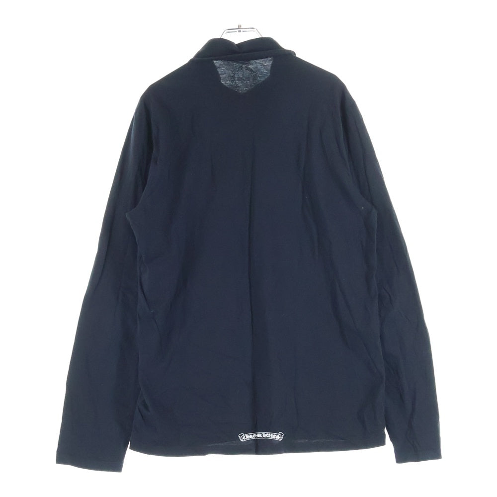 CHROME HEARTS(クロムハーツ) CH POLO L/S BSフレア ブラックロジウムボタン RS3プリント 長袖ポロシャツ ロングスリーブカットソー ブラック