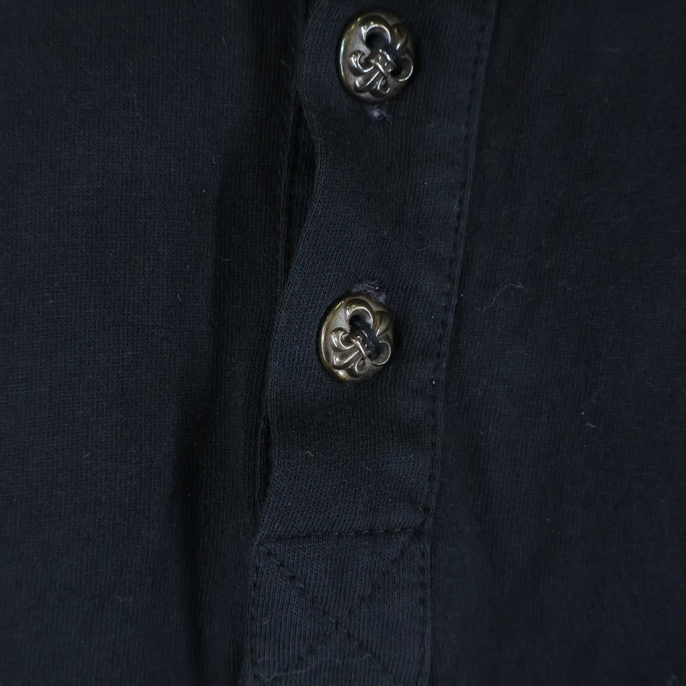 CHROME HEARTS(クロムハーツ) CH POLO L/S BSフレア ブラックロジウムボタン RS3プリント 長袖ポロシャツ ロングスリーブカットソー ブラック