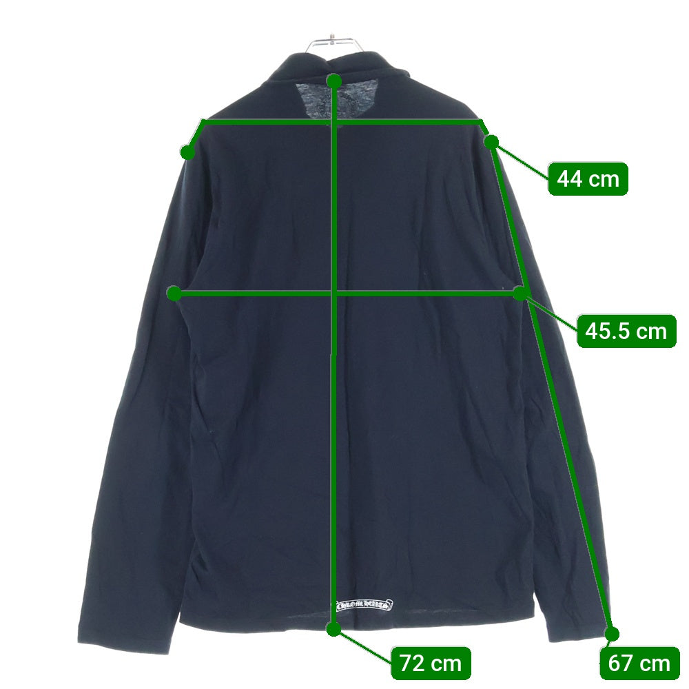 CHROME HEARTS(クロムハーツ) CH POLO L/S BSフレア ブラックロジウムボタン RS3プリント 長袖ポロシャツ ロングスリーブカットソー ブラック