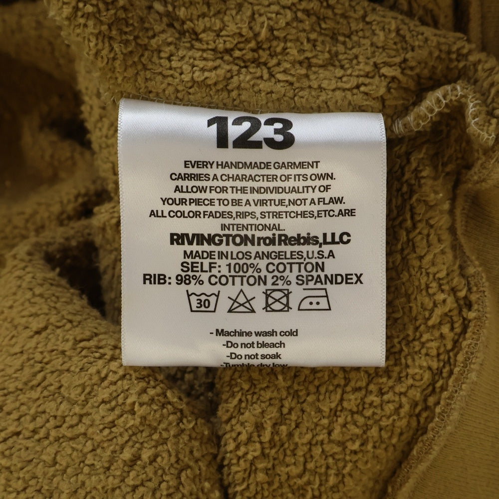 RIVINGTON roi Rebis(リヴィントンロイレビス ) 24SS AGAPE CREWNECK フロントロゴプリント クロップド丈スウェットトレーナー ベージュ