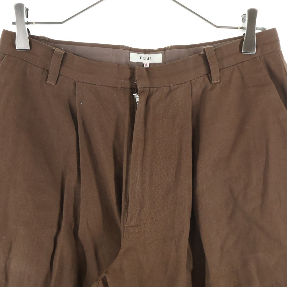 NO BRAND(ノーブランド) FUJI フジ コットンワイドトラウザーズ スラックス ブラウン