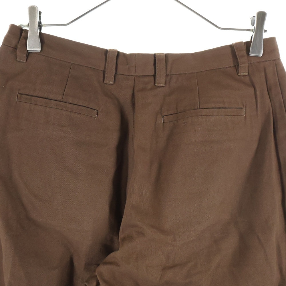 NO BRAND(ノーブランド) FUJI フジ コットンワイドトラウザーズ スラックス ブラウン