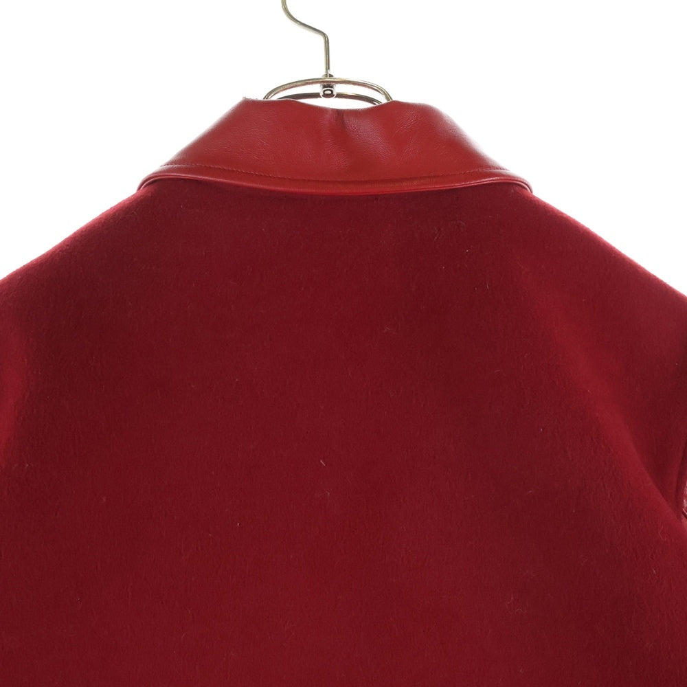 La FAM(ラファム) フロントロゴ刺繍 レザージャケット スタジャン レッド