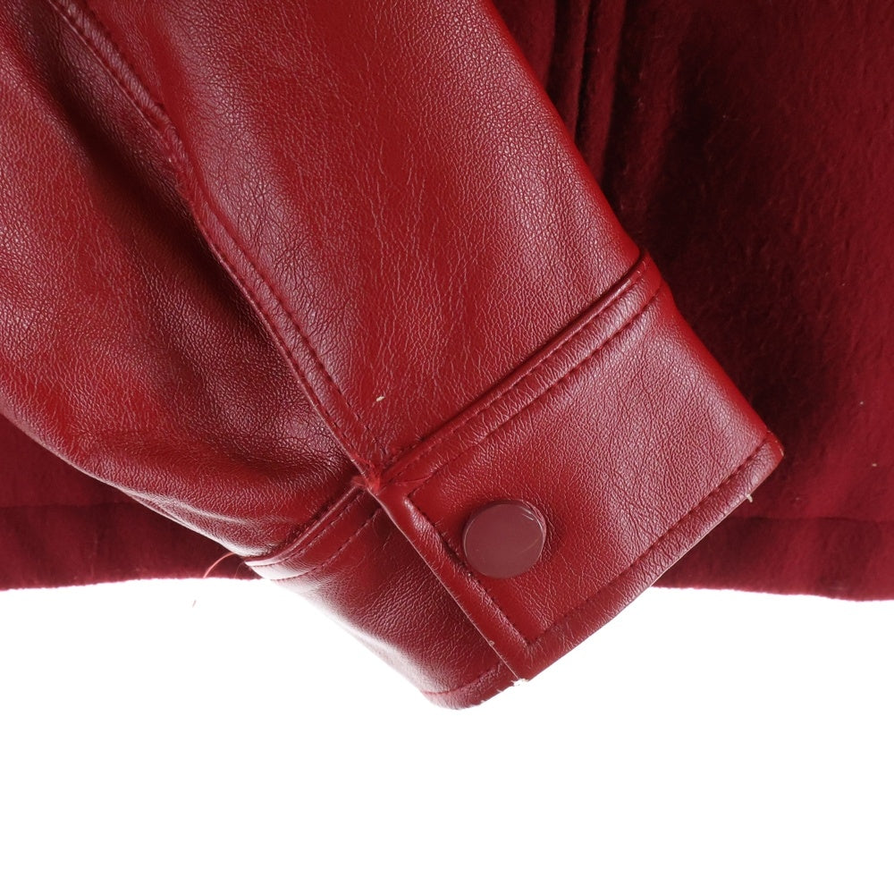 La FAM(ラファム) フロントロゴ刺繍 レザージャケット スタジャン レッド