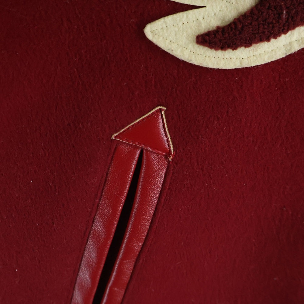 La FAM(ラファム) フロントロゴ刺繍 レザージャケット スタジャン レッド