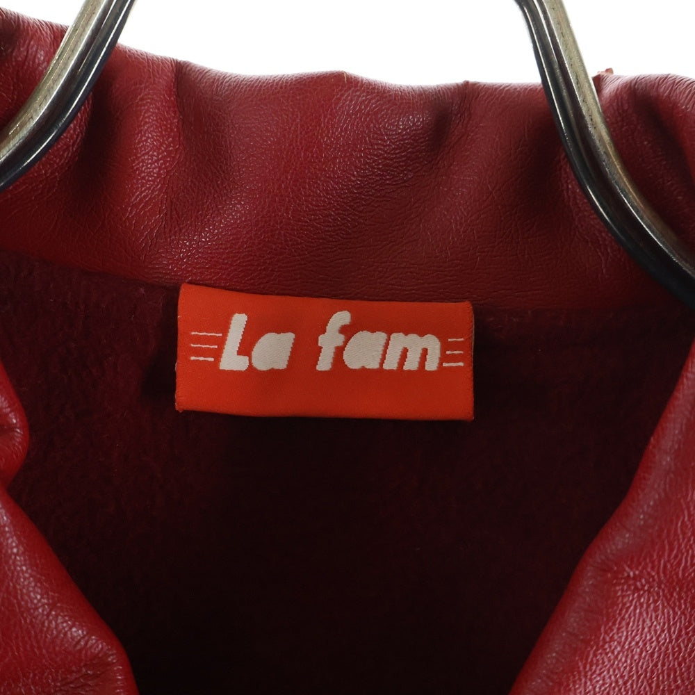 La FAM(ラファム) フロントロゴ刺繍 レザージャケット スタジャン レッド