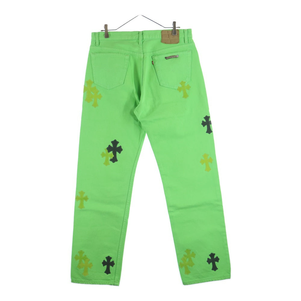 CHROME HEARTS(クロムハーツ) ×LEVI'S U VNTG JEAN BLK RED TAB ×リーバイス 501 レザークロスパッチ デニムパンツ ジーンズ グリーン