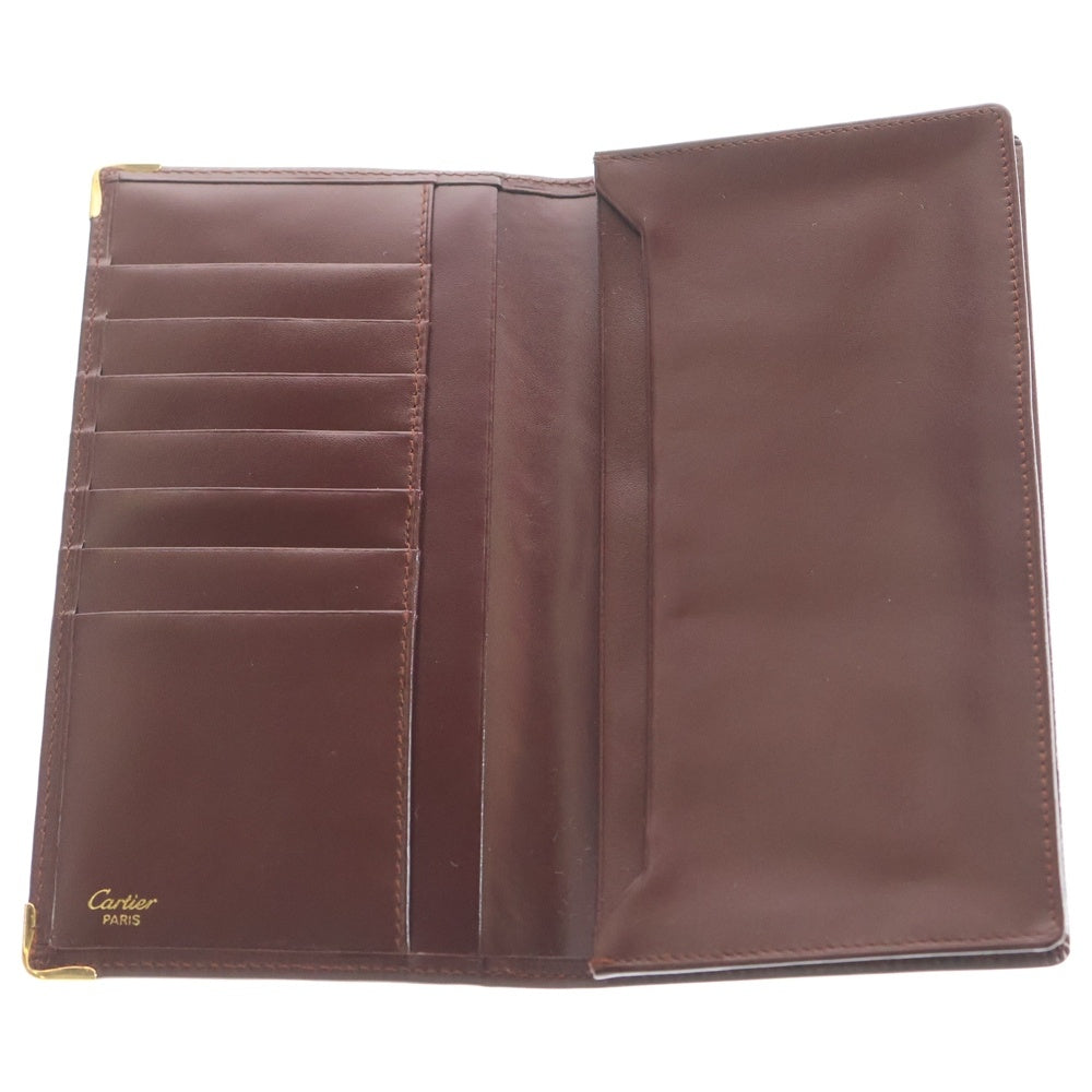 Cartier(カルティエ) マストライン 札入れ 長財布 レザーウォレット ボルドー