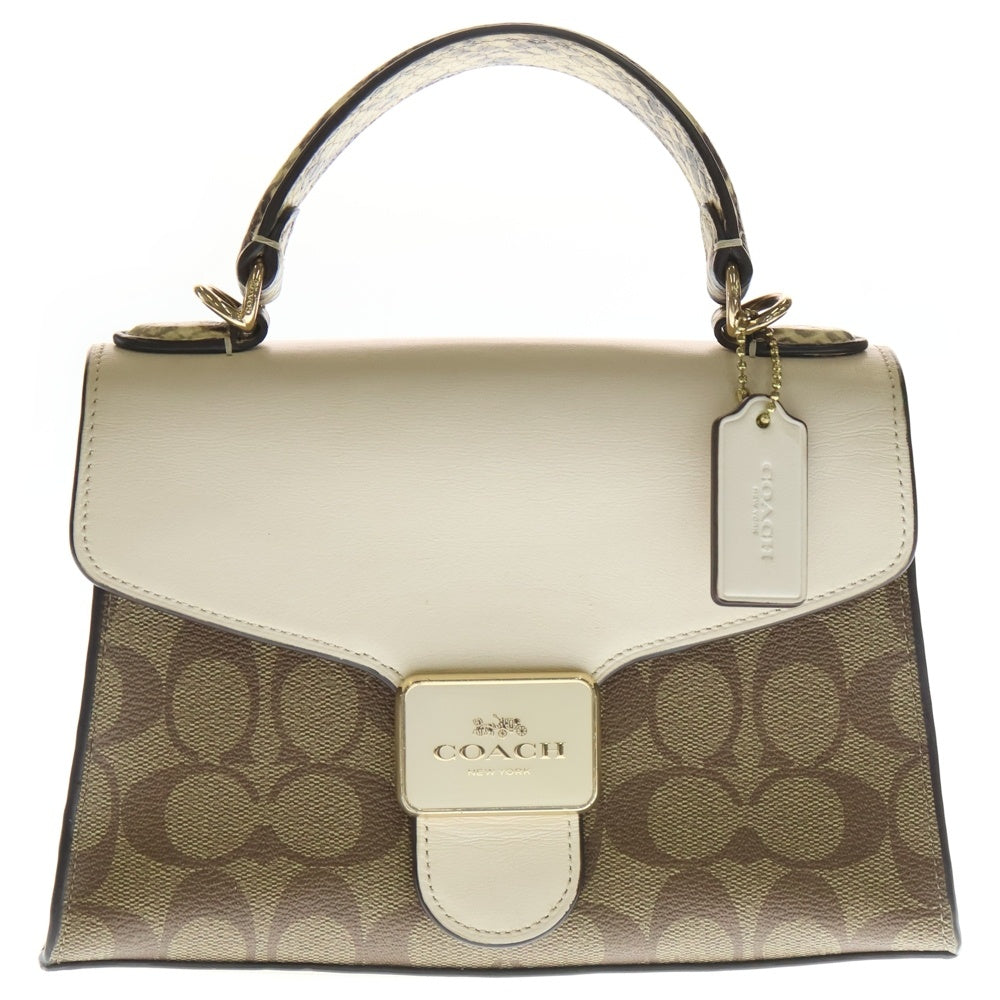 COACH(コーチ) パイソン柄ハンドバッグ ベージュ C1325 レディース ※ショルダー紐欠損