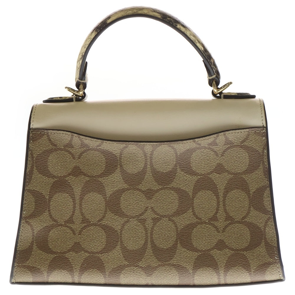 COACH(コーチ) パイソン柄ハンドバッグ ベージュ C1325 レディース ※ショルダー紐欠損