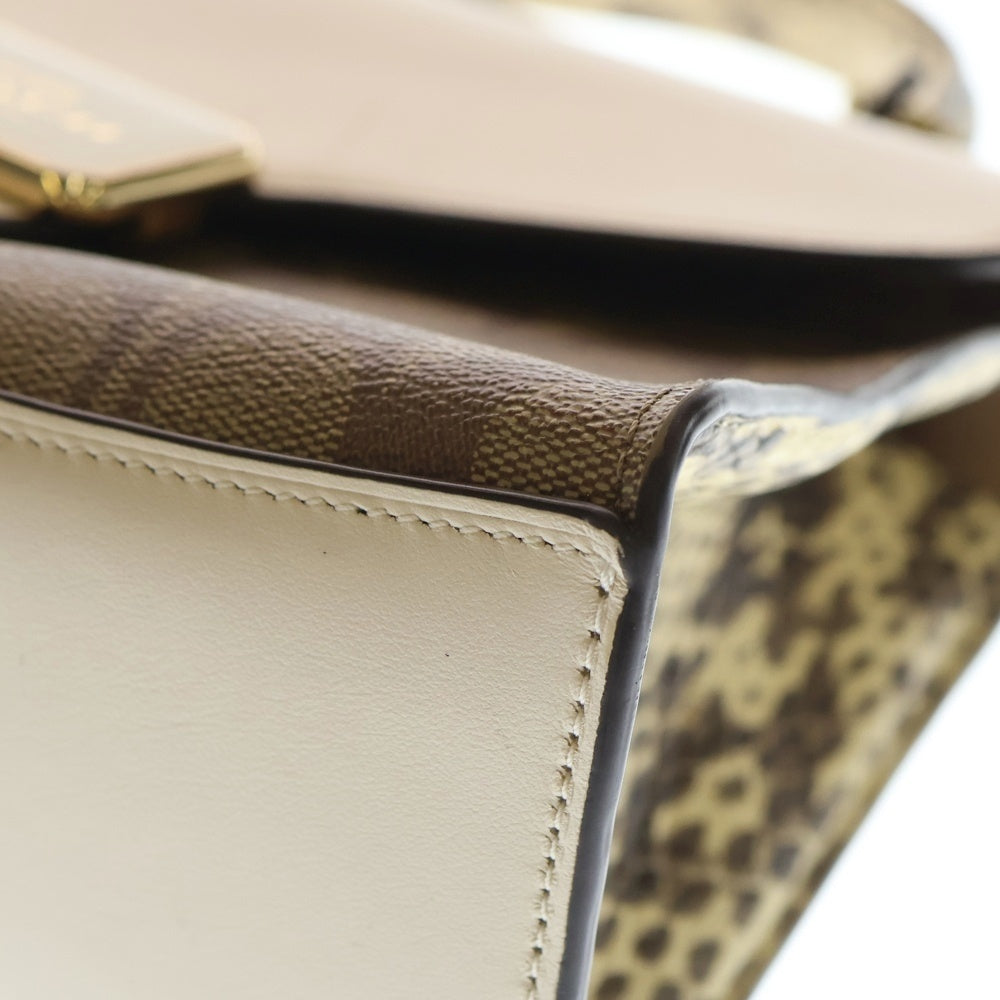 COACH(コーチ) パイソン柄ハンドバッグ ベージュ C1325 レディース ※ショルダー紐欠損