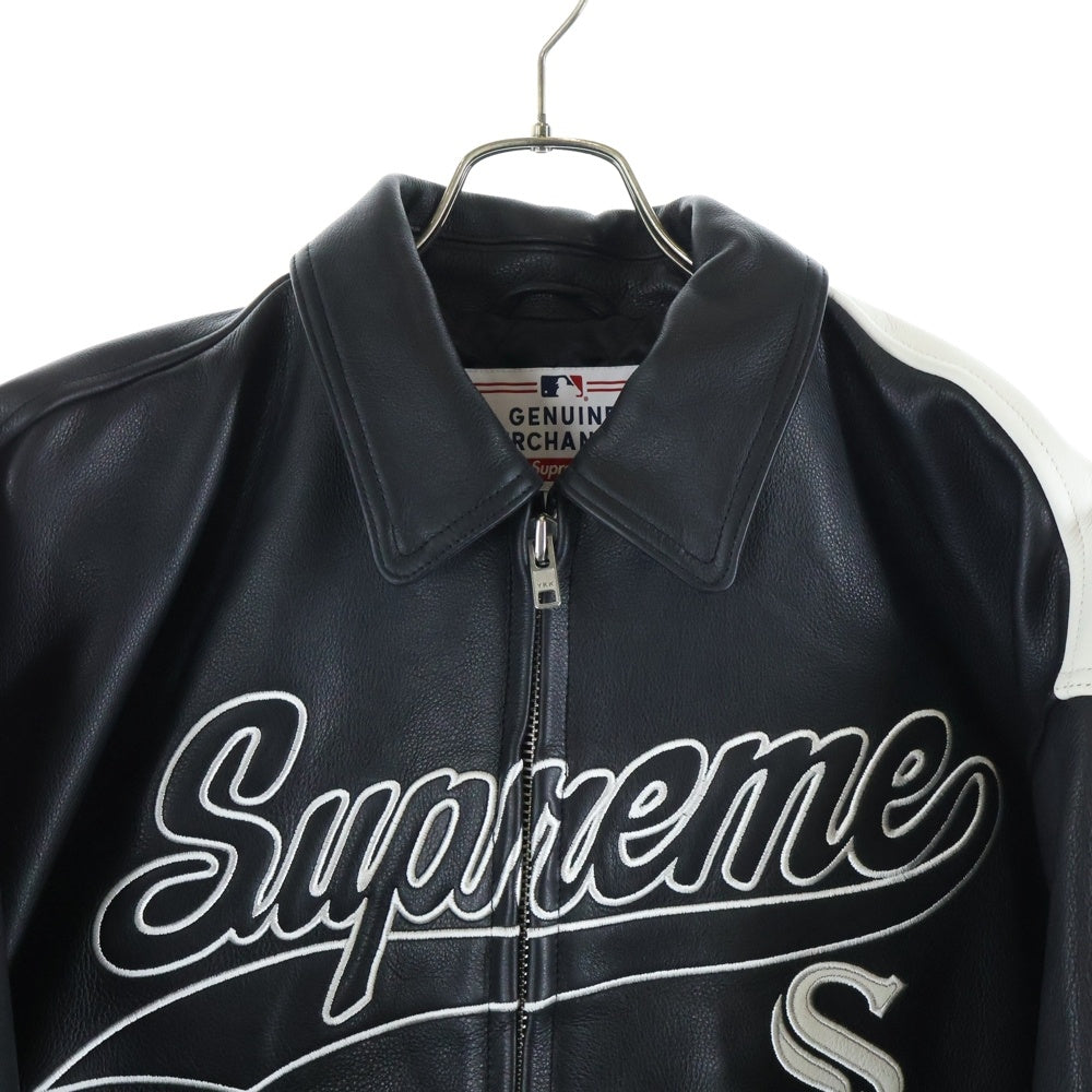 SUPREME(シュプリーム) 25AW Chicago White Sox Leather Varsity Jacket シカゴ ホワイトソックス レザー バーシティジャケット ブラック