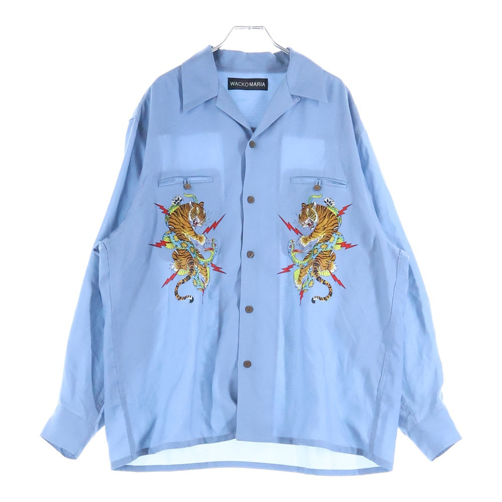 WACKO MARIA(ワコマリア) TIM LEHI HAWAIIAN SHIRT L/S ティム・リーハイ ハワイアンシャツ アロハシャツ 長袖シャツ ブルー 25FW-WMS-HI05