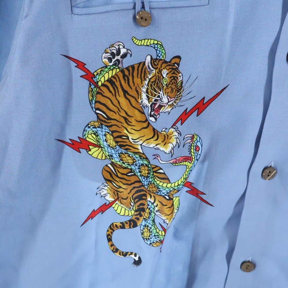 WACKO MARIA(ワコマリア) TIM LEHI HAWAIIAN SHIRT L/S ティム・リーハイ ハワイアンシャツ アロハシャツ 長袖シャツ ブルー 25FW-WMS-HI05