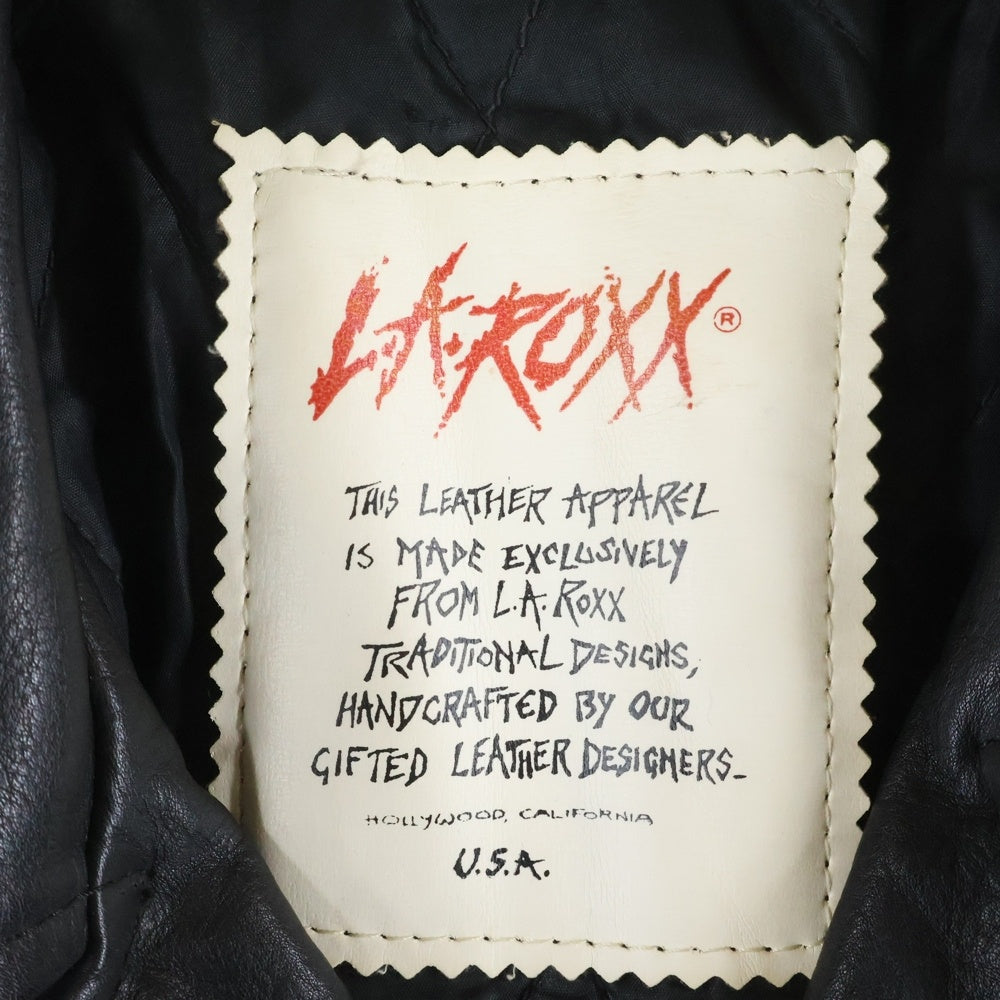 NO BRAND(ノーブランド) L.A.ROXX(エルエーロックス)Double Riders Jacket バックスカルプリント ダブルライダースジャケット レザージャケット ブラック