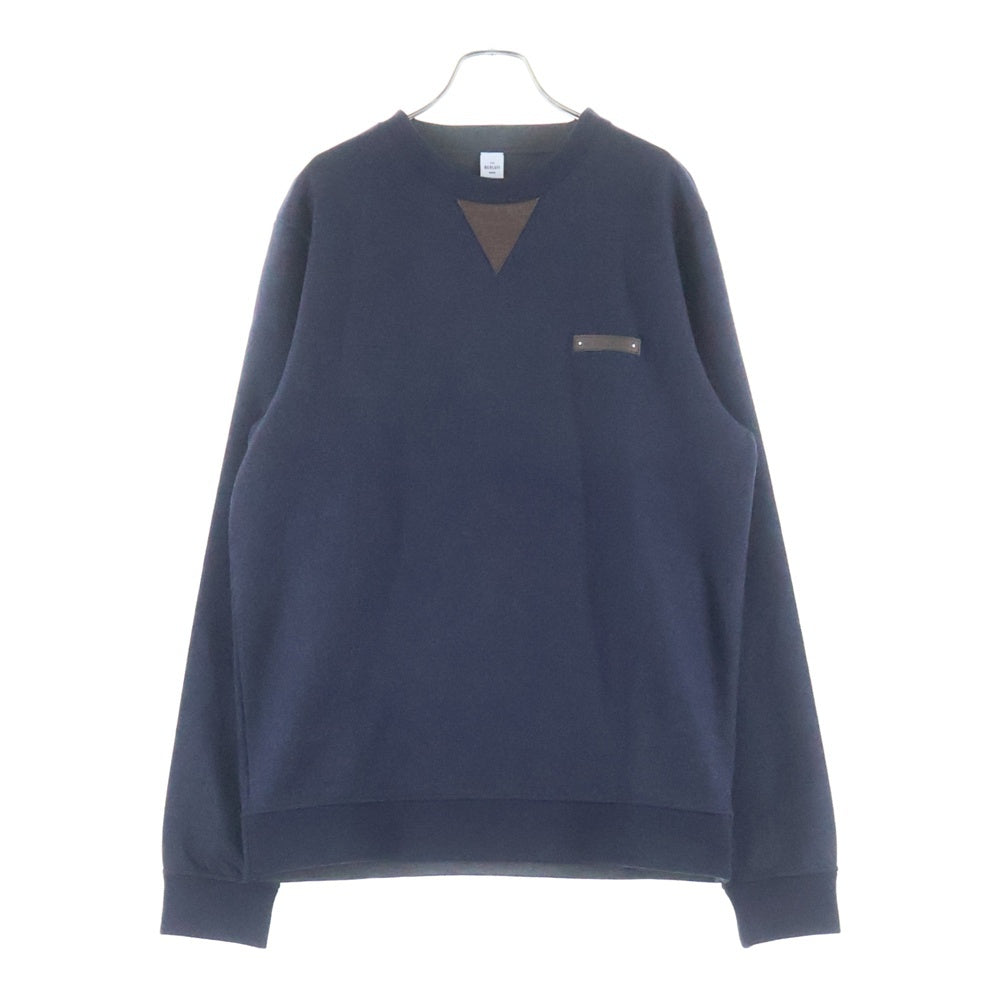 Berluti(ベルルッティ) フロントトライアングルロゴパッチ クルーネック長袖スウェットトレーナー ネイビー R22JRL62