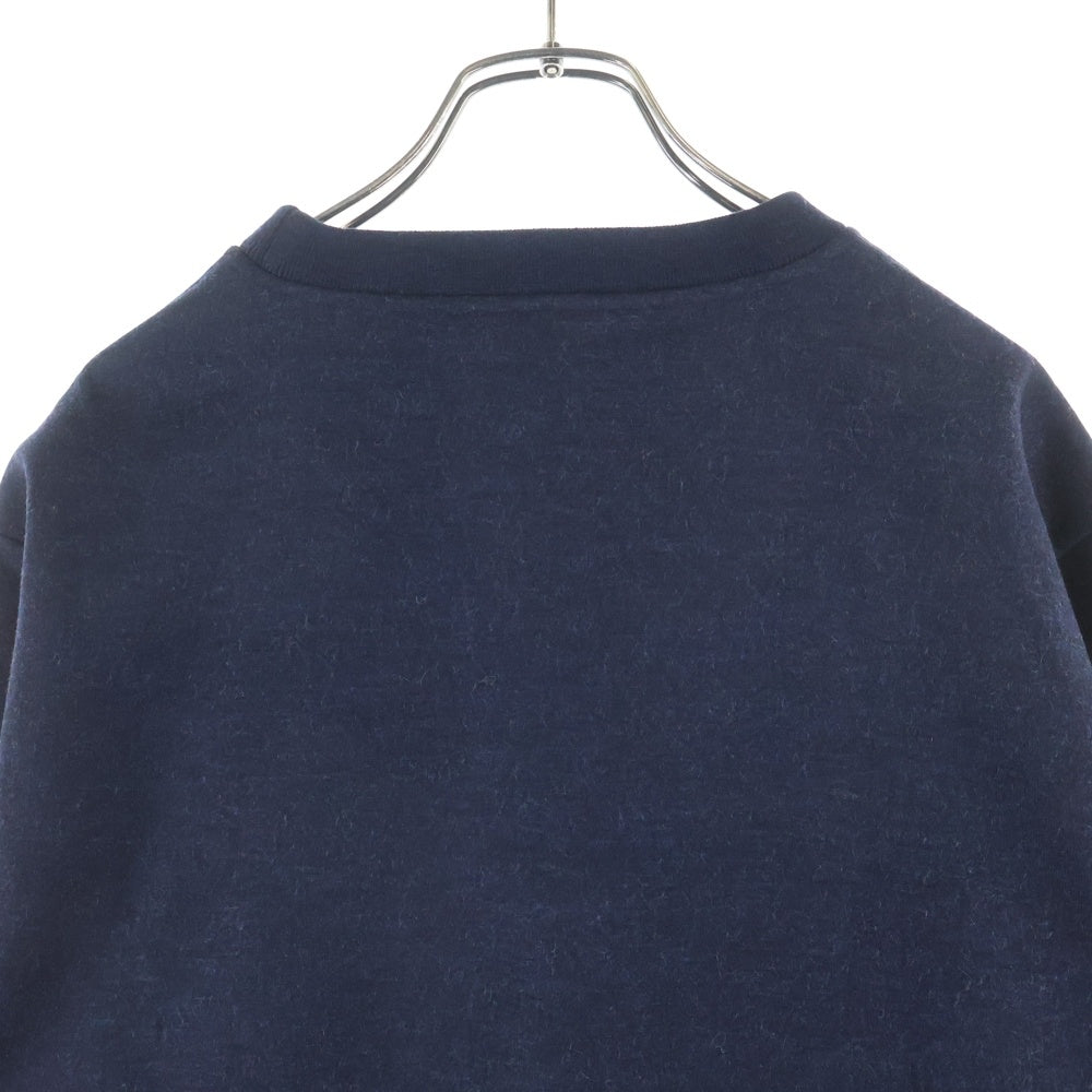 Berluti(ベルルッティ) フロントトライアングルロゴパッチ クルーネック長袖スウェットトレーナー ネイビー R22JRL62