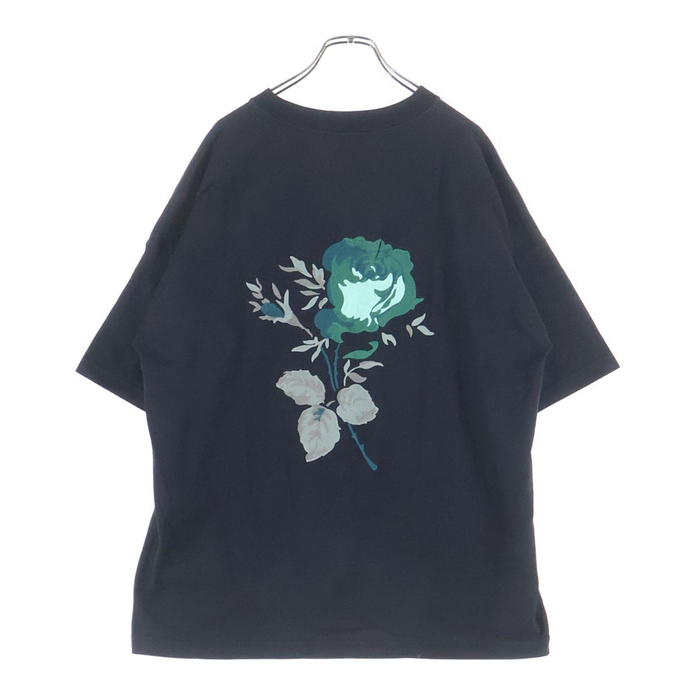 Christian Dior(クリスチャンディオール) 22AW バックローズ刺繍 ロゴプリント クルーネック半袖Tシャツカットソー ブラック 243J685A0677