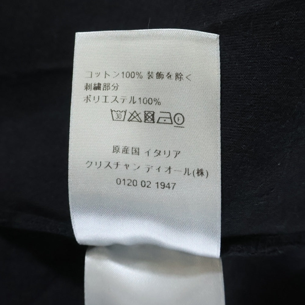 Christian Dior(クリスチャンディオール) 22AW バックローズ刺繍 ロゴプリント クルーネック半袖Tシャツカットソー ブラック 243J685A0677