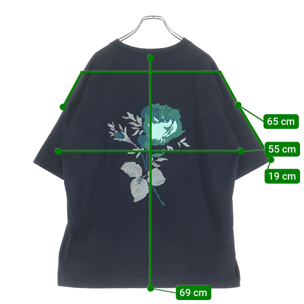 Christian Dior(クリスチャンディオール) 22AW バックローズ刺繍 ロゴプリント クルーネック半袖Tシャツカットソー ブラック 243J685A0677