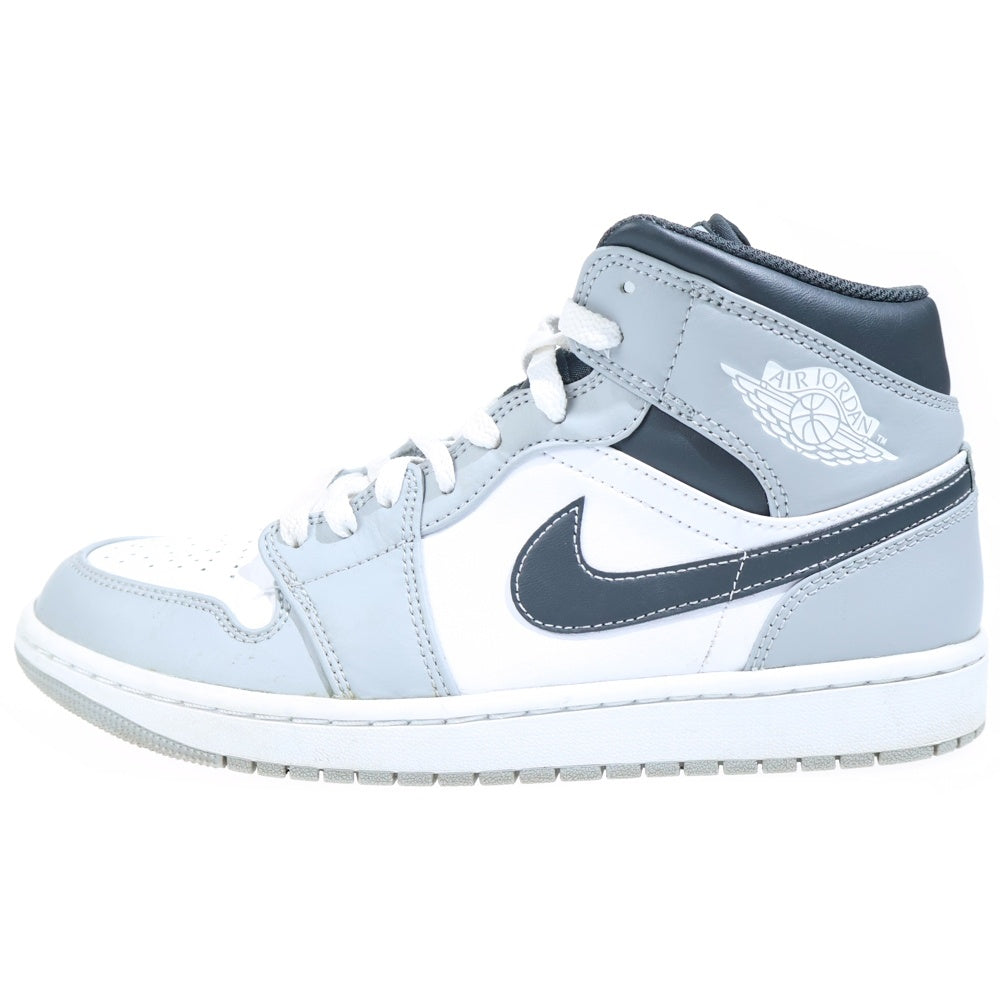 NIKE(ナイキ) AIR JORDAN 1 MID GREYSCALE エアジョーダン 1 ミッドカットスニーカー ホワイト/グレー US9/27cm 554724-078
