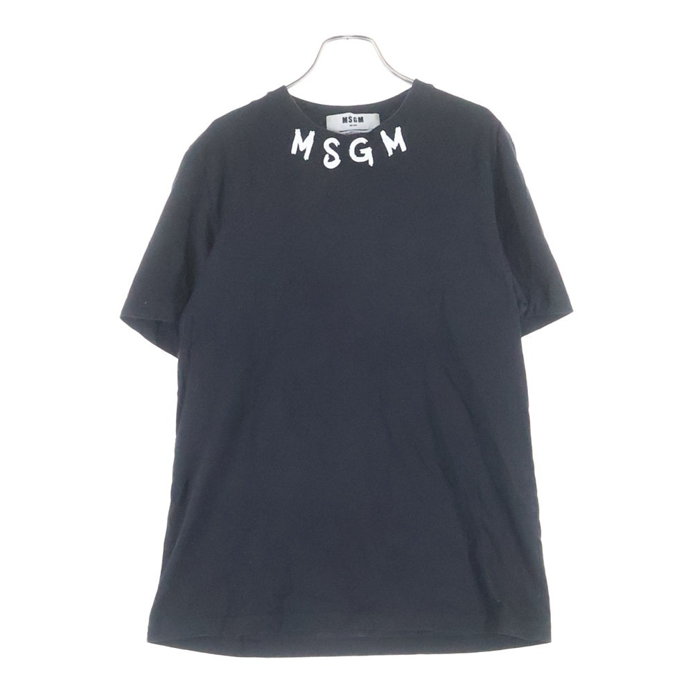 MSGM(エムエスジーエム) NeckLogo Crew shirt 3440MM176 ネックロゴ クルーネック半袖Tシャツカットソー ブラック