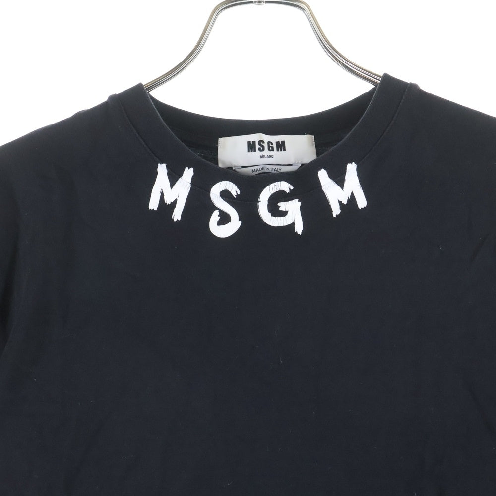 MSGM(エムエスジーエム) NeckLogo Crew shirt 3440MM176 ネックロゴ クルーネック半袖Tシャツカットソー ブラック