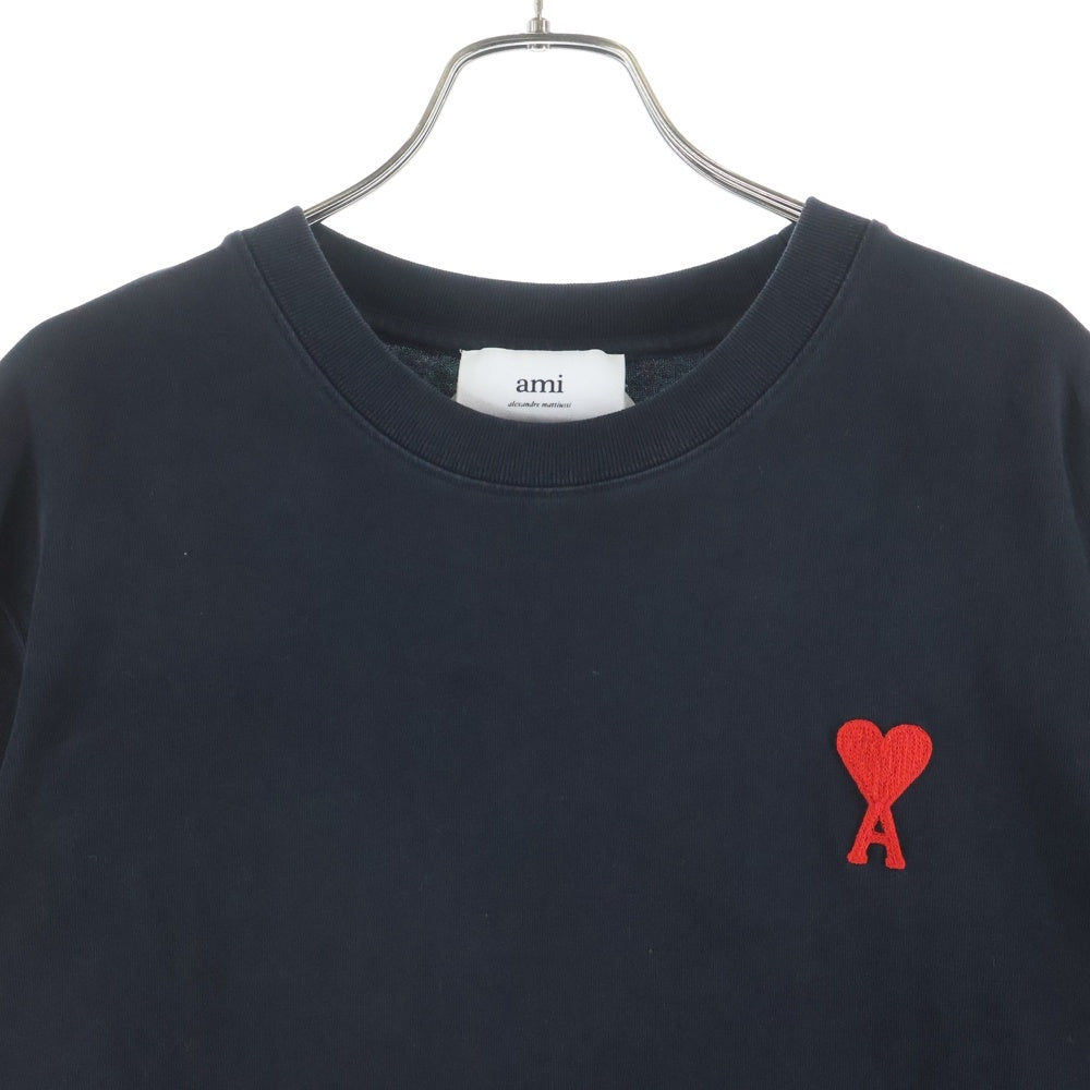 AMI Alexandre Mattiussi(アミアレクサンドルマテュッシ) ハートロゴ クルーネック半袖Tシャツ カットソー ブラック UTS004.726