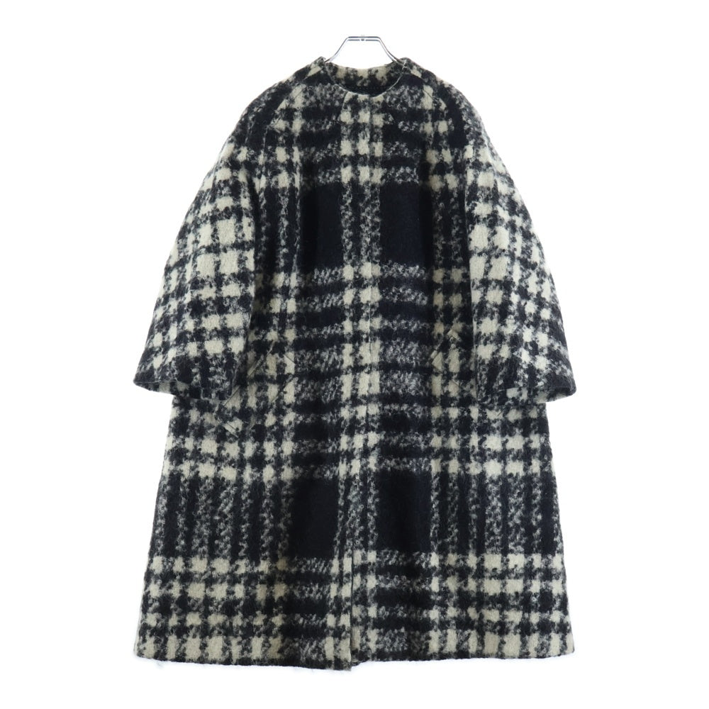 DRIES VAN NOTEN(ドリスヴァンノッテン) Wool Silk Blend chester Coat ウール シルク混 チェック柄 チェスターコート ホワイト/ブラック レディース