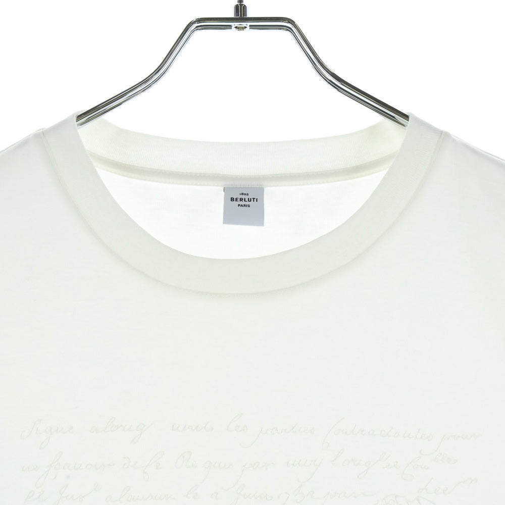 Berluti(ベルルッティ) スクリットロゴ刺繍 クルーネック半袖Tシャツカットソー ホワイト R23JRS80JAWK