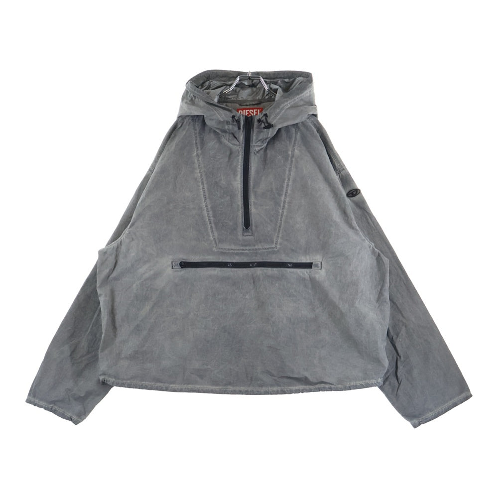 DIESEL(ディーゼル) 25SS J-Noode-A Packable hooded anorak jacket A16207 ナイロン ハーフジップ アノラックジャケット グレー