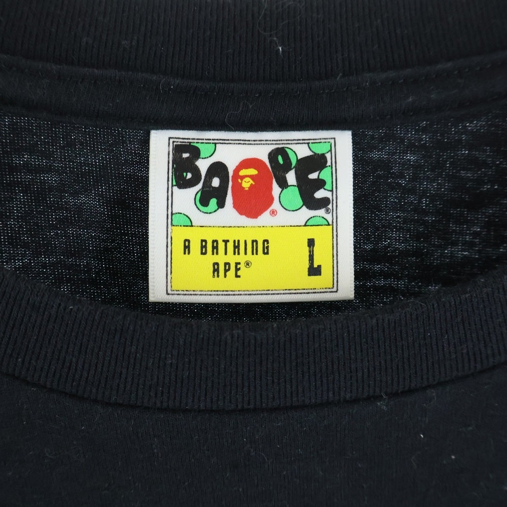 A BATHING APE(アベイシングエイプ) Colour Camo C By Bathing Ape T-Shirt カラーカモ ロゴプリント クルーネック半袖Tシャツカットソー ブラック 001GDI201002H