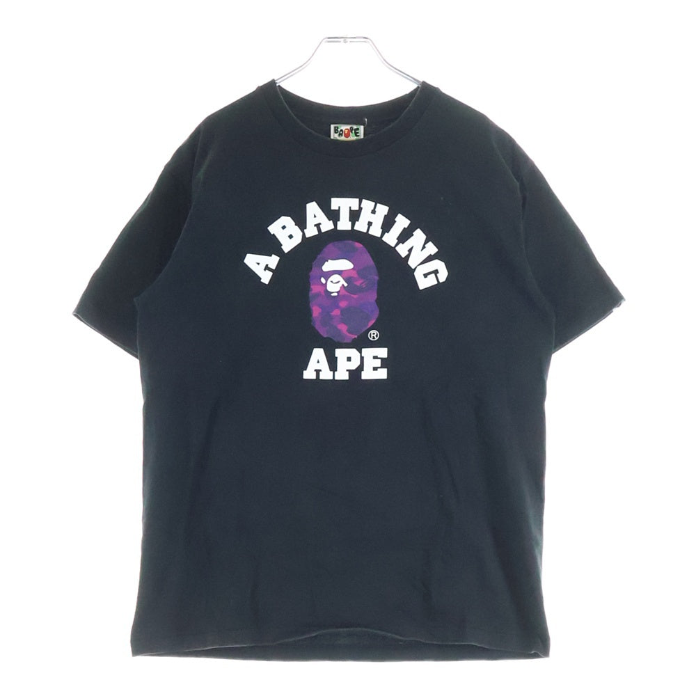 A BATHING APE(アベイシングエイプ) COLOR CAMO COLLEGE TEE カラーカモ カレッジTEE クルーネック半袖Tシャツカットソー ブラック