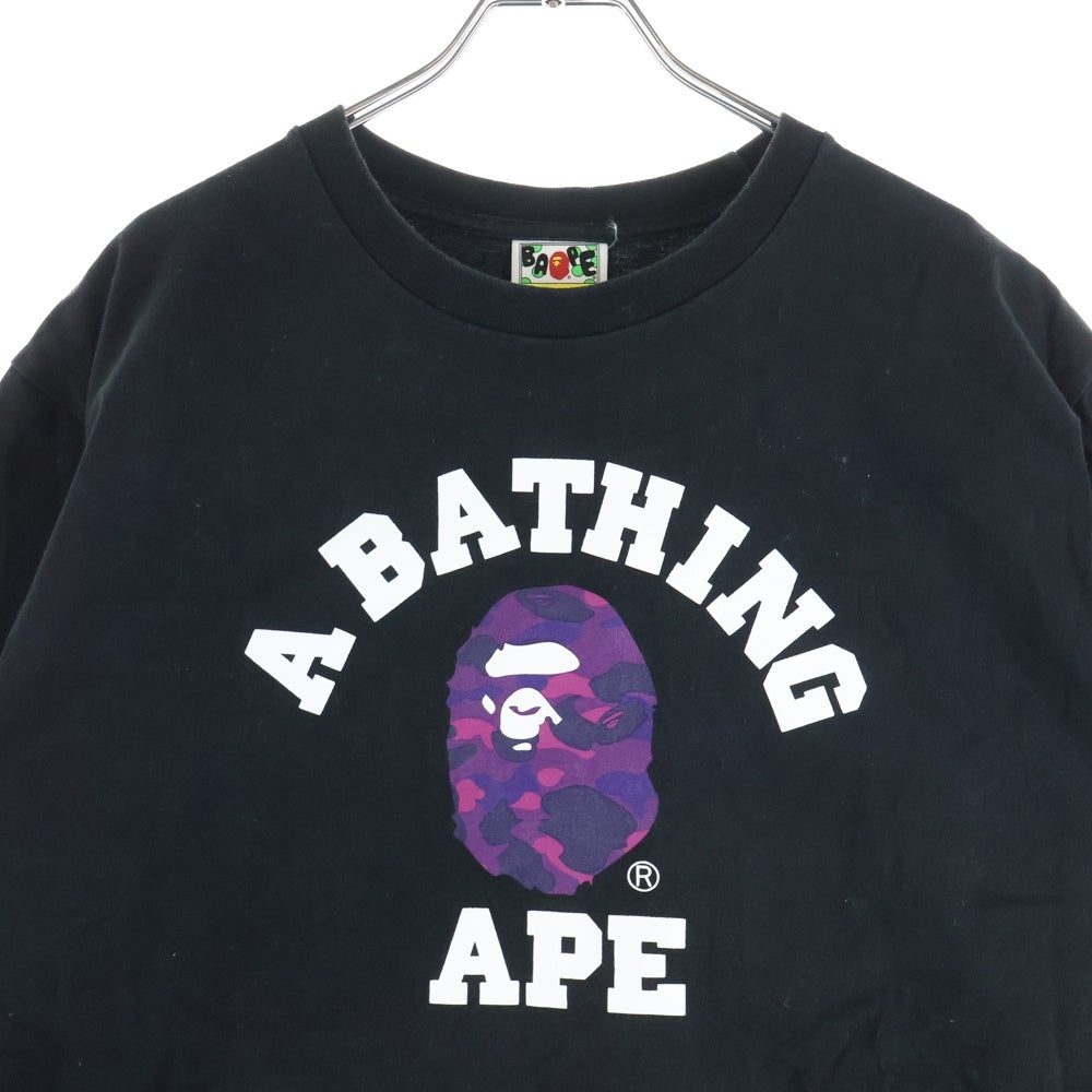 A BATHING APE(アベイシングエイプ) COLOR CAMO COLLEGE TEE カラーカモ カレッジTEE クルーネック半袖Tシャツカットソー ブラック