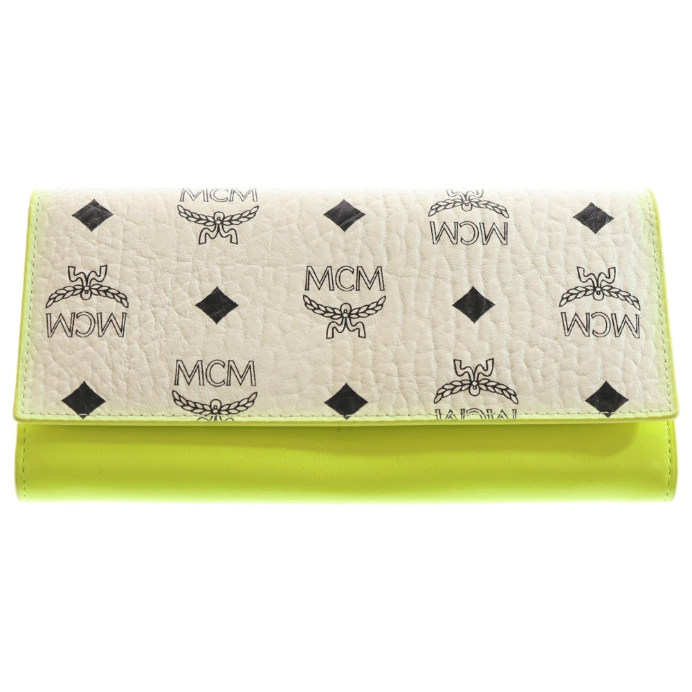 MCM(エム シー エム) ×GUILD PRIME WILDER VISETOS ×ギルドプライム 総柄 長財布 ホワイト/イエロー MYL9SWI02 レディース