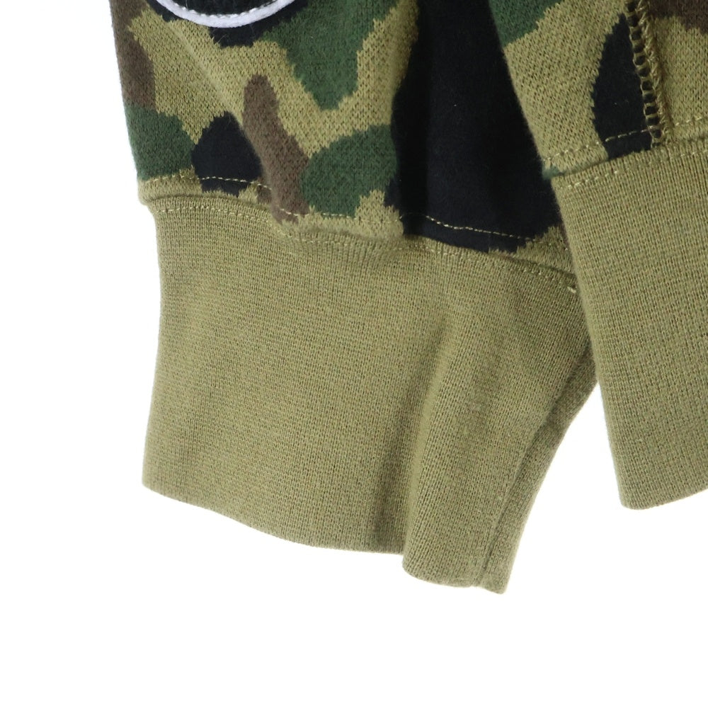 A BATHING APE(アベイシングエイプ) CAMO JACQUARD HOODIE カモ ジャガード フーディ シャーク ジップアップパーカー 迷彩 カーキ 001ZPL301304M