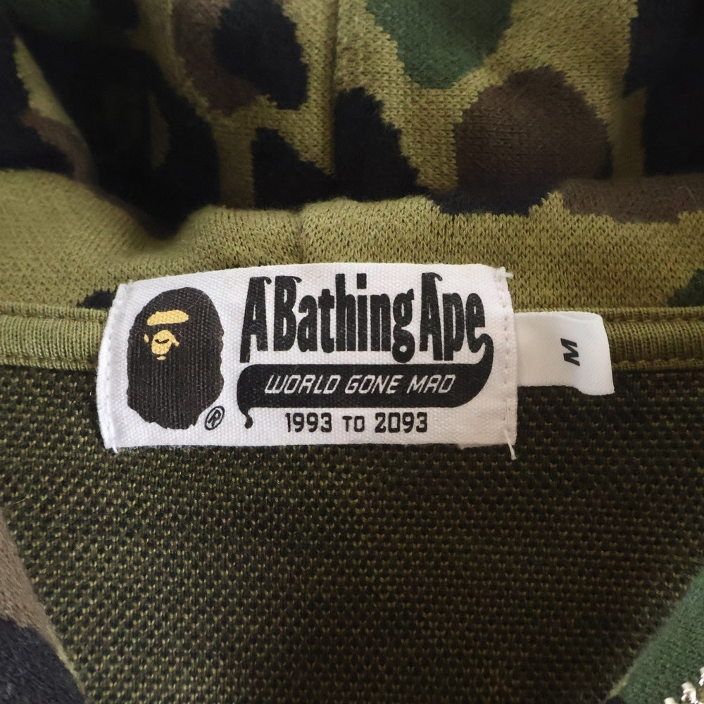 A BATHING APE(アベイシングエイプ) CAMO JACQUARD HOODIE カモ ジャガード フーディ シャーク ジップアップパーカー 迷彩 カーキ 001ZPL301304M